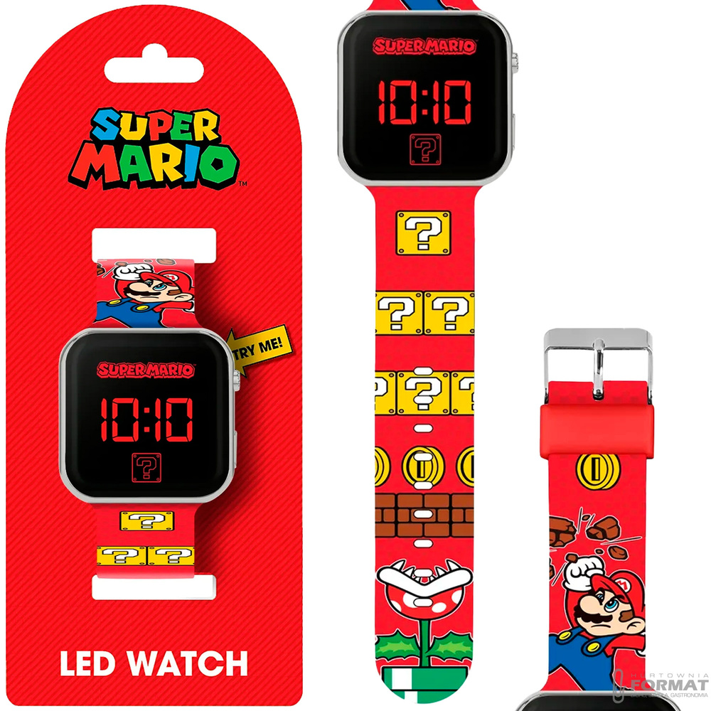 ZEGAREK CYFROWY LED NA RĘKĘ DLA DZIECI SUPER MARIO KIDS EUROSWAN 1