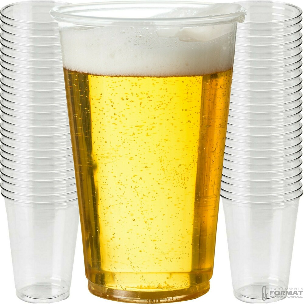 KUBKI KUFLE PLASTIKOWE KUFEL KUBEK DO PIWA 500ml TRANSPARENTNE 0,5l 50szt 1