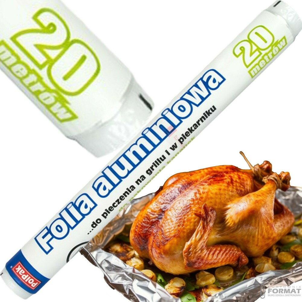 FOLIA ALUMINIOWA SPOŻYWCZA POLPAK 20m GASTRONOMICZNA GRUBA MOCNA 1