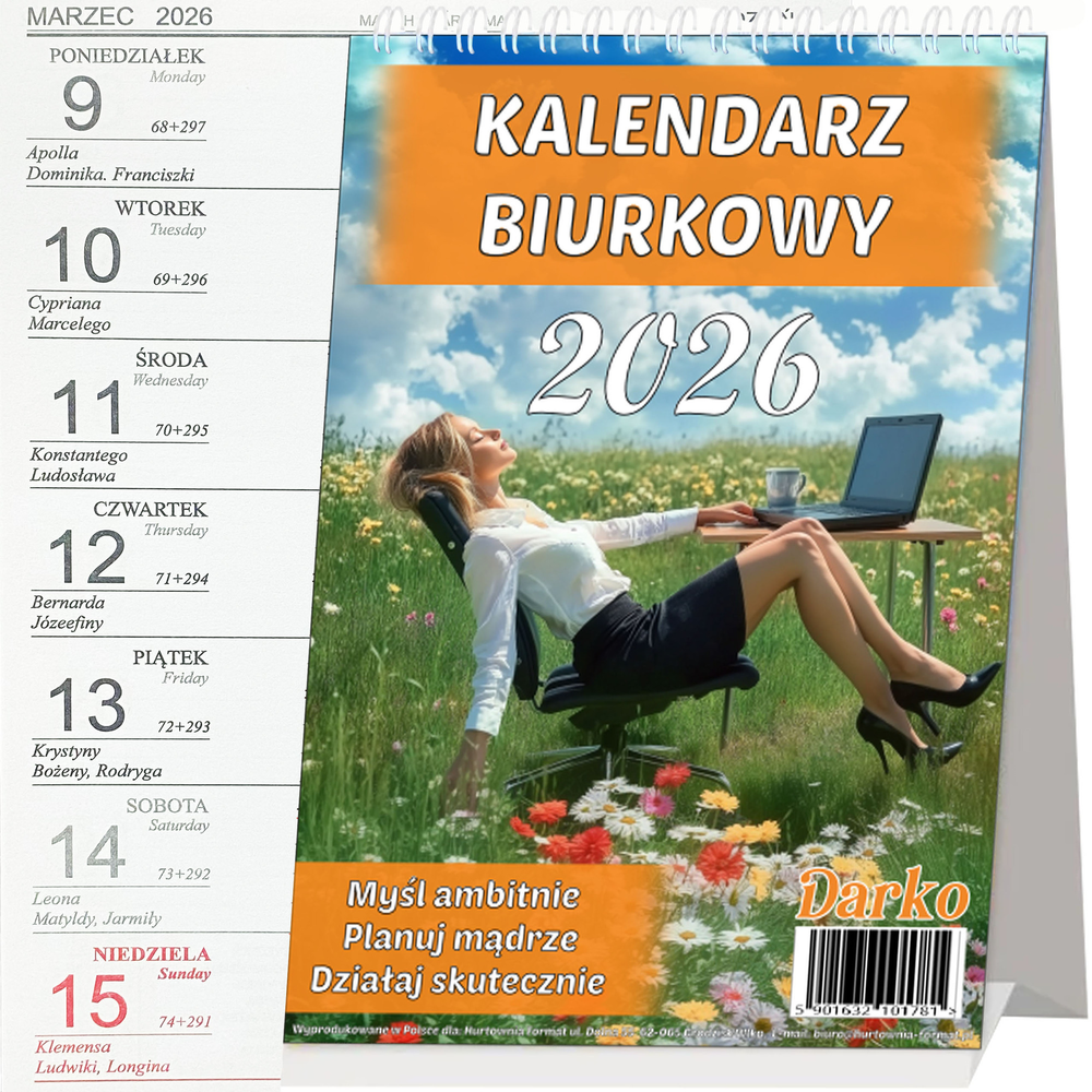 KALENDARZ BIURKOWY A5 PIONOWY TERMINARZ 2026 TYGODNIOWY DO BIURA DOMU 1