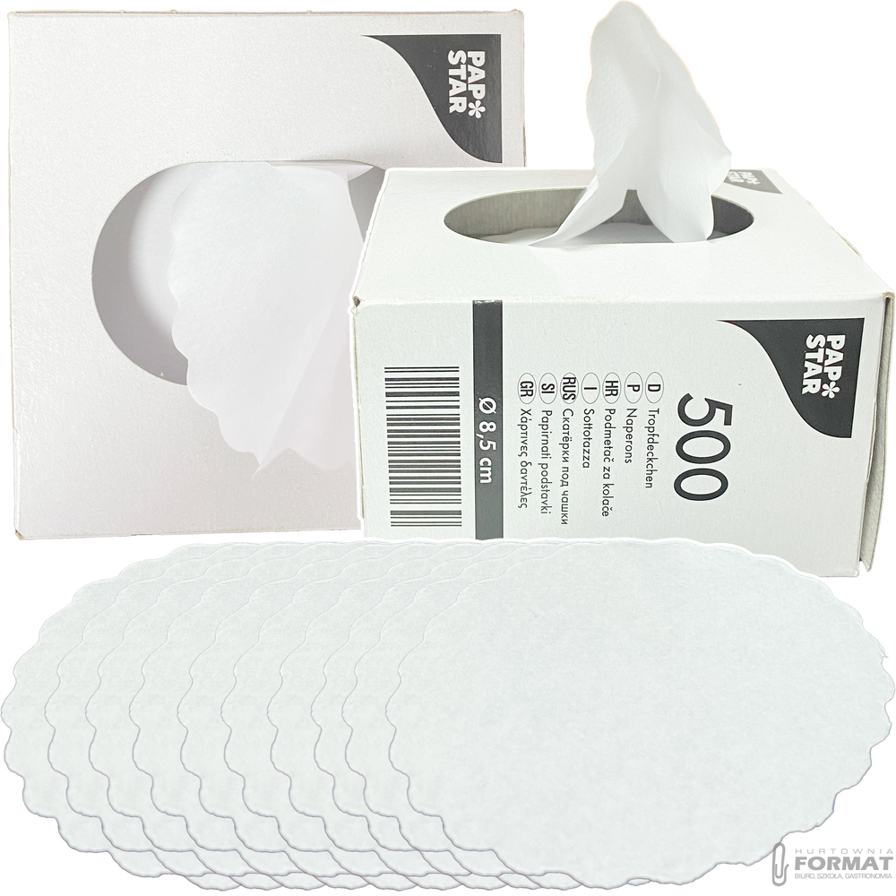 SERWETKI okrągłe podkładki pod filiżankę papierowe śr. 8,5cm 500 szt. 1