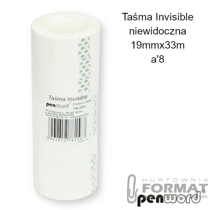 TAŚMA INVISIBLE NIEWIDOCZNA 19mmx33m a'8ROLEK 1
