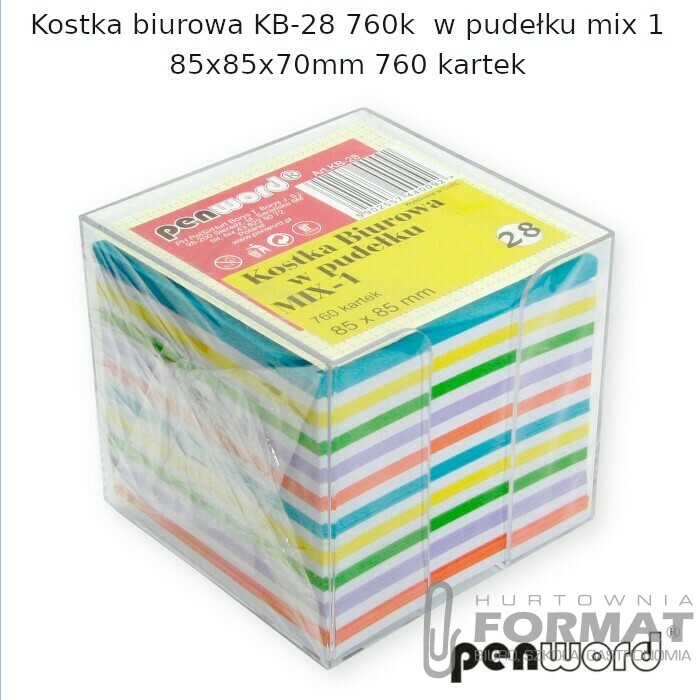 KOSTKA BIUROWA KB-28 760k W PUDEŁKU MIX 1 85x85x70mm 760 KARTEK 1