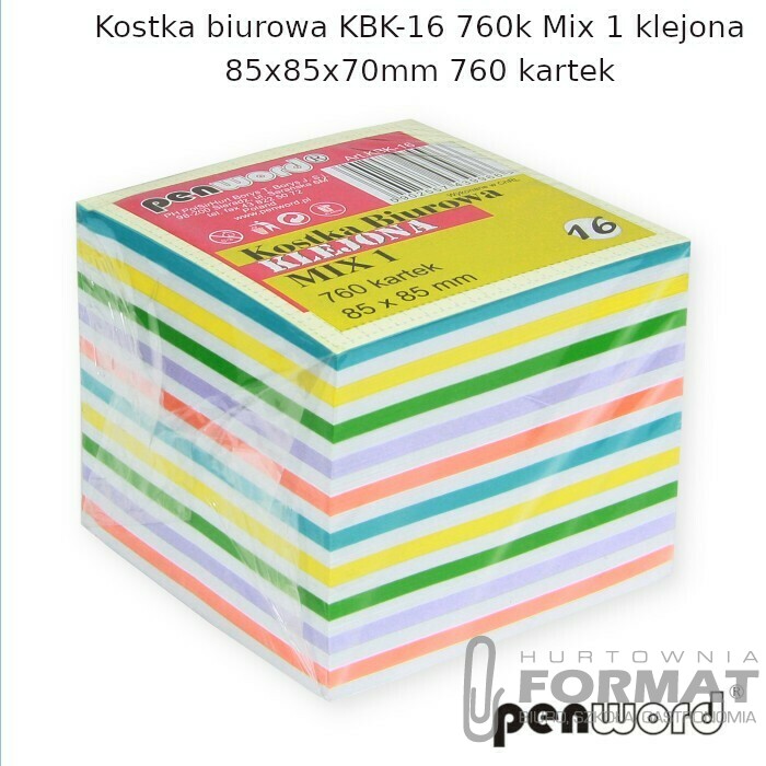 KOSTKA BIUROWA KBK-16 760k MIX 1 KLEJONA 85x85x70mm 760 KARTEK 1