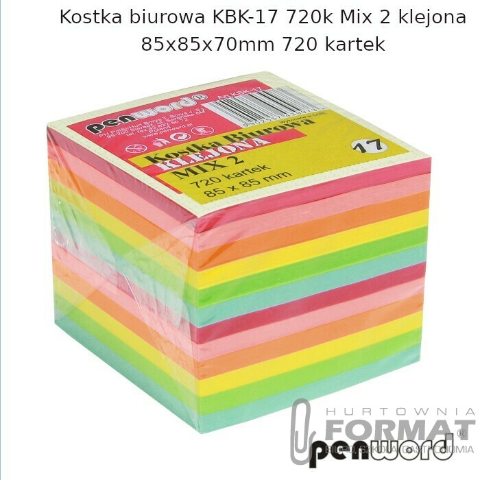 KOSTKA BIUROWA KBK-17 720k MIX 2 KLEJONA 85x85x70mm 720 KARTEK 1