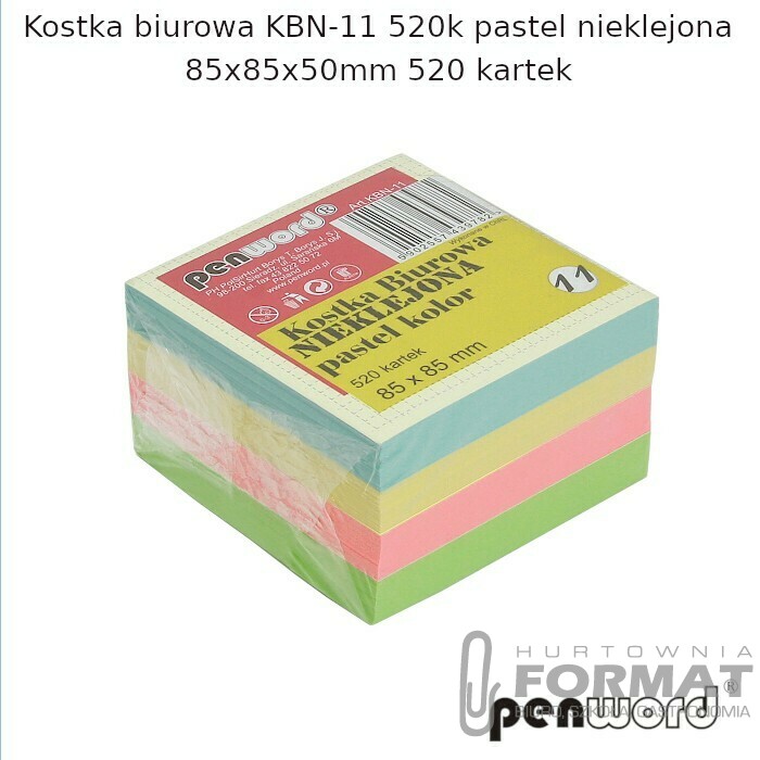 KOSTKA BIUROWA KBN-11 520k PASTELNIEKLEJONA 85x85x50mm 520 KARTEK 1