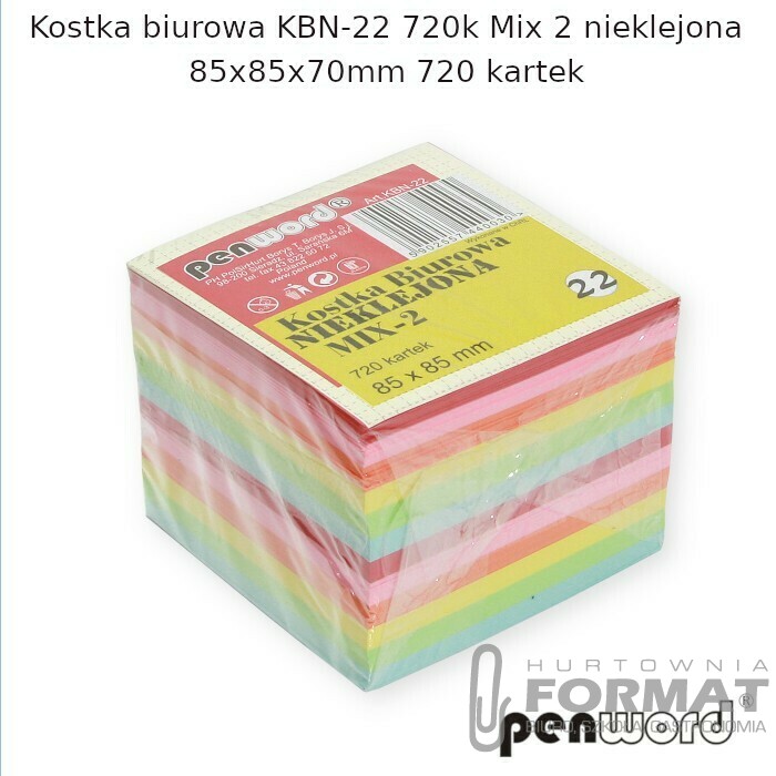 KOSTKA BIUROWA KBN-22 720k MIX 2 NIEKLEJONA 85x85x70mm 720 KARTEK 1