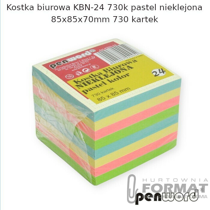 KOSTKA BIUROWA KBN-24 730k PASTEL NIEKLEJONA 85x85x70mm 730 KARTEK 1