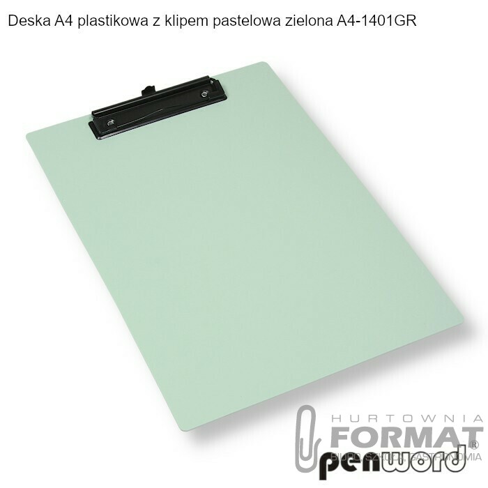 DESKA A4 PLASTIKOWA Z KLIPEM PASTELOWA ZIELONA A4-1401GR 1