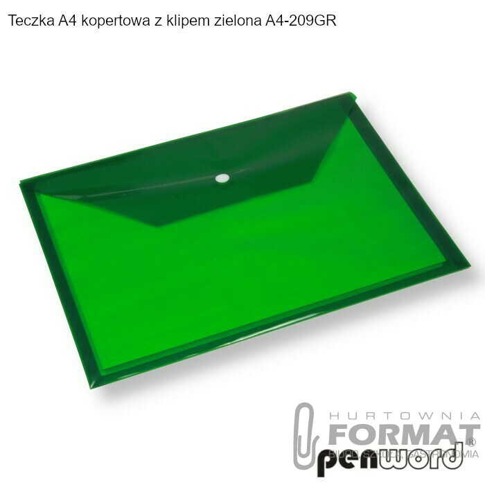TECZKA A4 KOPERTOWA Z KLIPEM ZIELONA A4-209GR 1