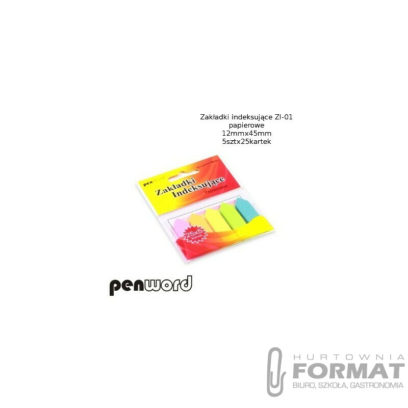 ZAKŁADKI INDEKSUJĄCE ZI-01 PAPIEROWE    5x25 12mmx45mm 1