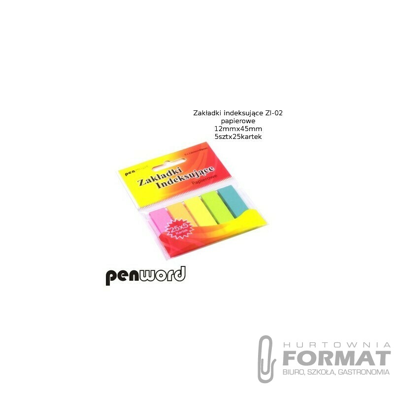 ZAKŁADKI INDEKSUJĄCE ZI-02 PAPIEROWE    5x25 12mmx45mm 1