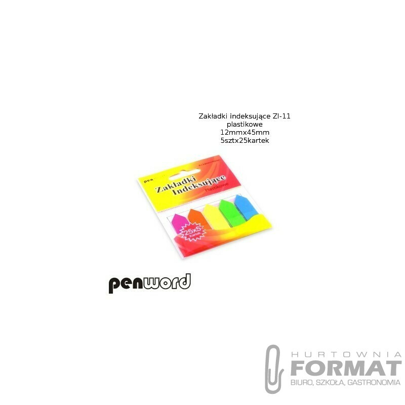 ZAKŁADKI INDEKSUJĄCE ZI-11 PLASTIKOWE   5x25 12mmx45mm 1