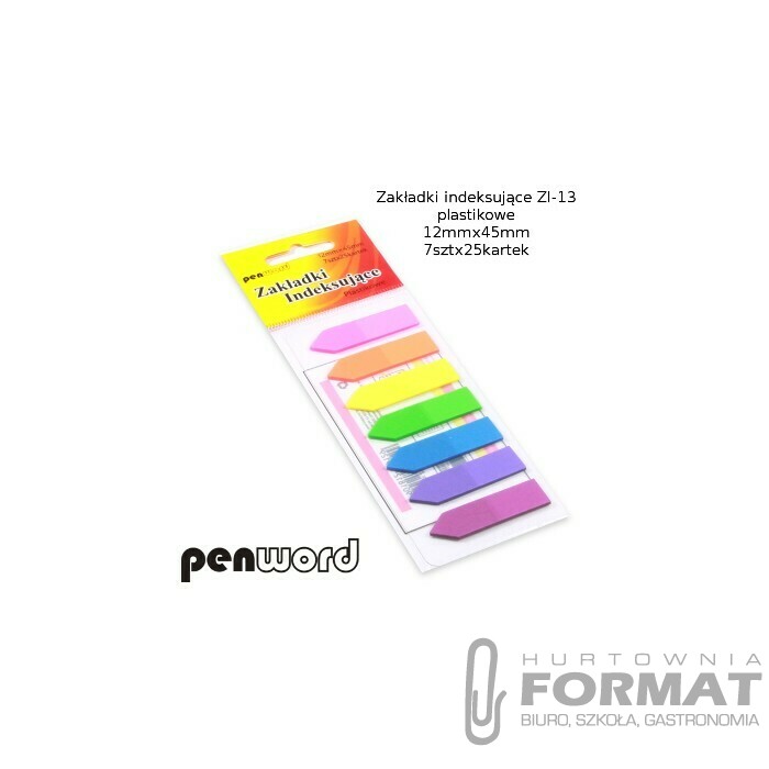 ZAKŁADKI INDEKSUJĄCE ZI-13 PLASTIKOWE   7x25 12mmx45mm 1