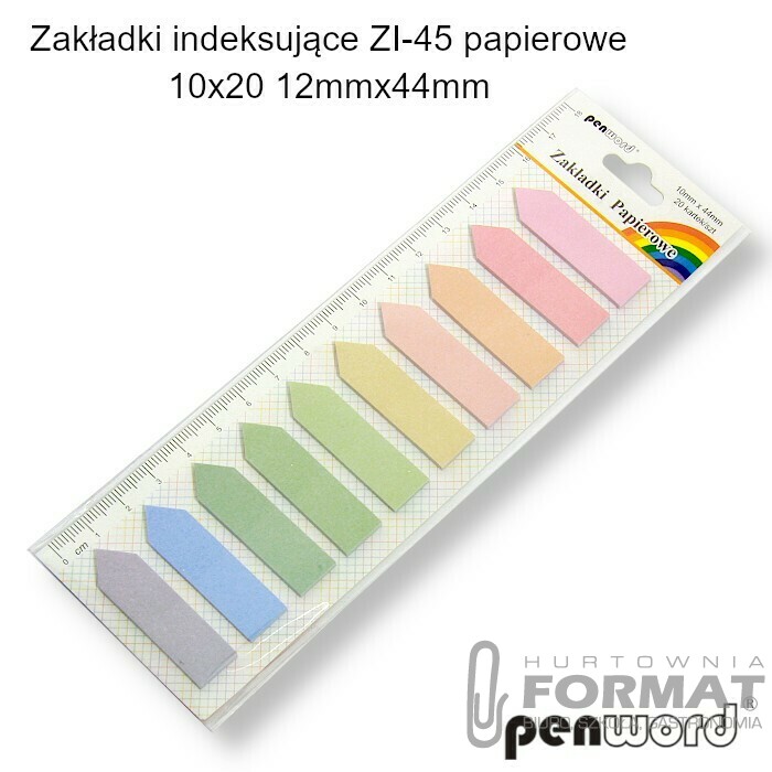 ZAKŁADKI INDEKSUJĄCE ZI-45 PAPIEROWE 10x20 12mmx44mm 1