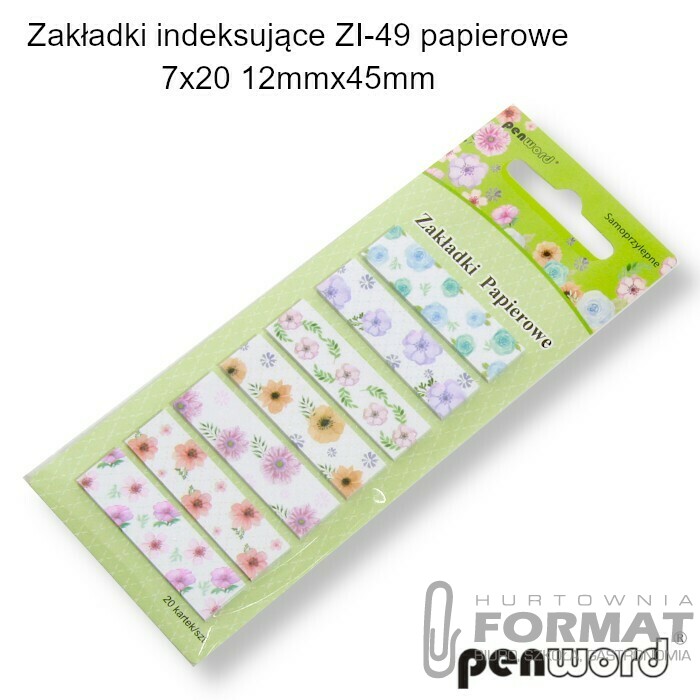 ZAKŁADKI INDEKSUJĄCE ZI-49 PAPIEROWE 7x20 12mmx45mm 1