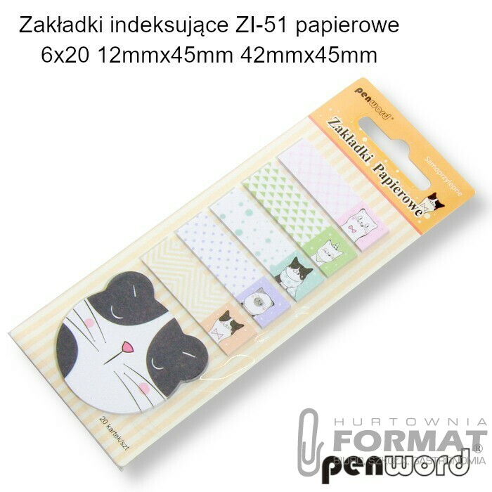 ZAKŁADKI INDEKSUJĄCE ZI-51 PAPIEROWE 6x20 12mmx45mm 42mmx45mm 1