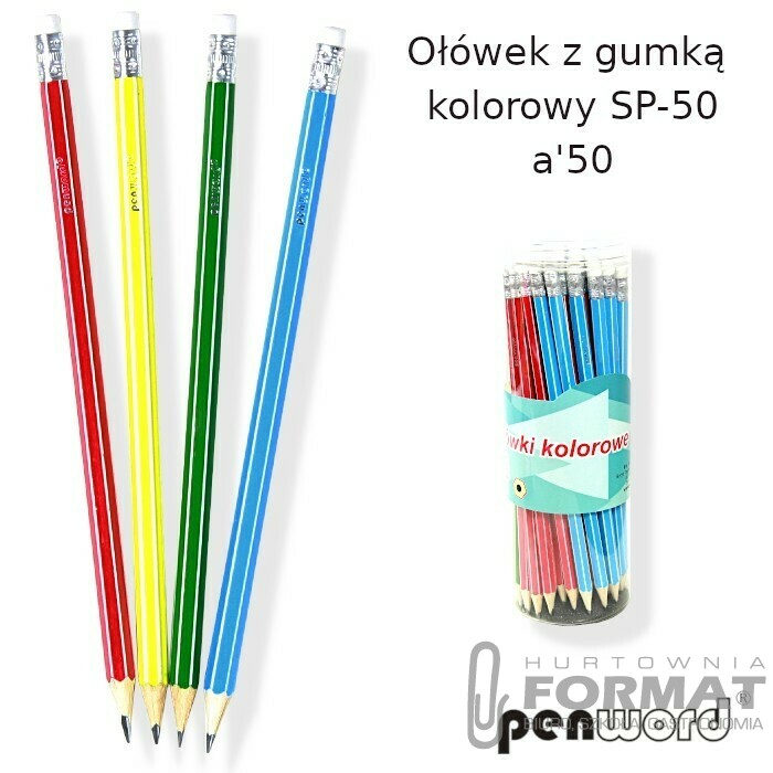 OŁÓWEK Z GUMKĄ KOLOROWY SP-50 a'50 1