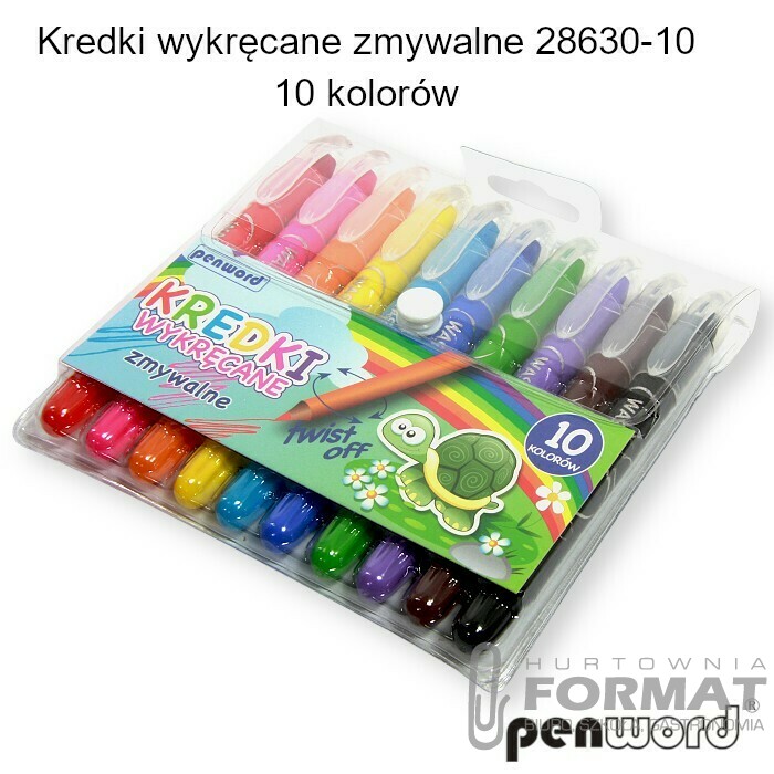 KREDKI WYKRĘCANE ZMYWALNE 28630-10 10 KOLORÓW 1