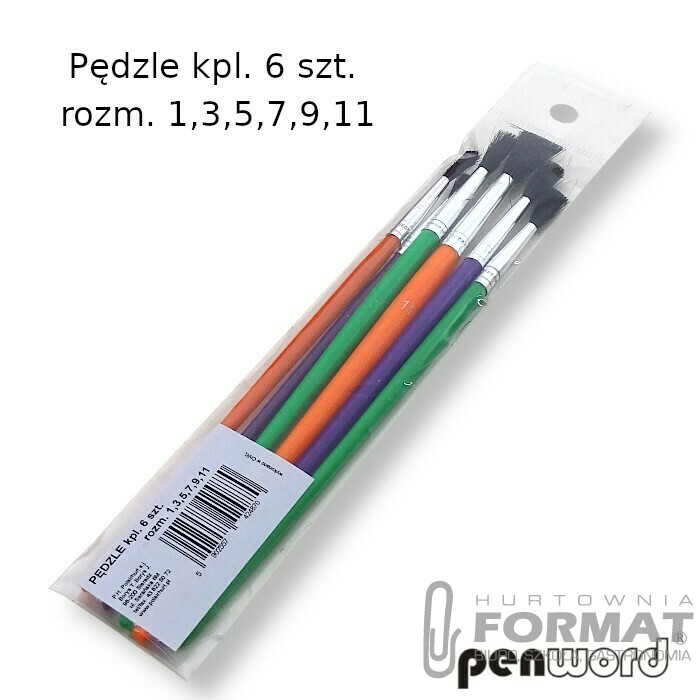 PĘDZLE kpl. 6 szt. rozm. 1,3,5,7,9,11 1