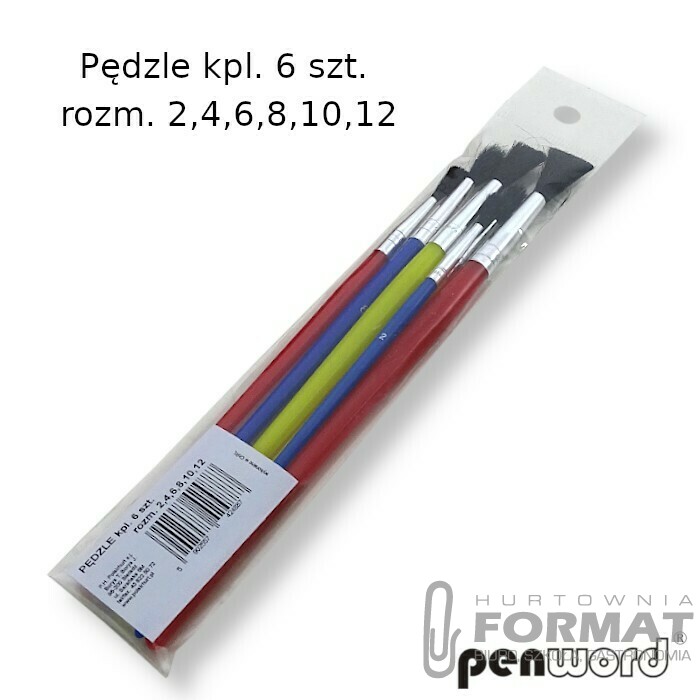 PĘDZLE kpl. 6 szt. rozm. 2,4,6,8,10,12 1