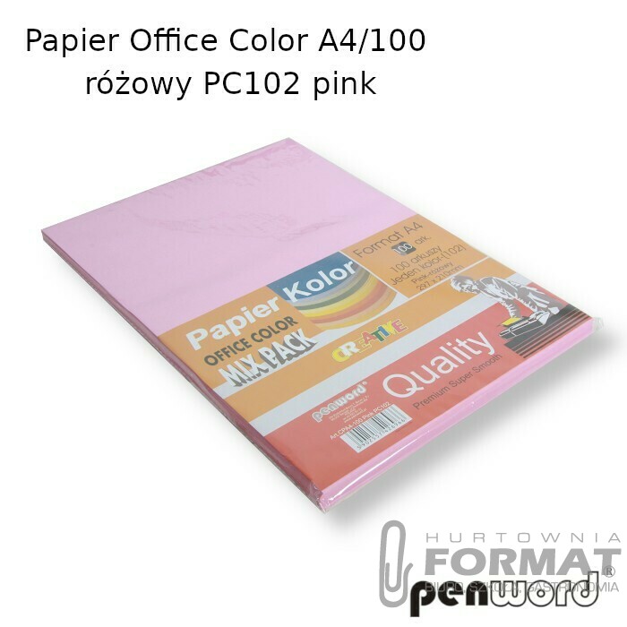 PAPIER OFFICE COLOR A4/100 RÓŻOWY PC102 PINK 1
