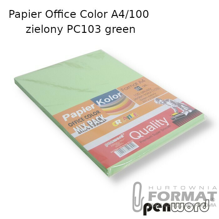PAPIER OFFICE COLOR A4/100 ZIELONY JASNY PC103 GREEN PK-9S 1