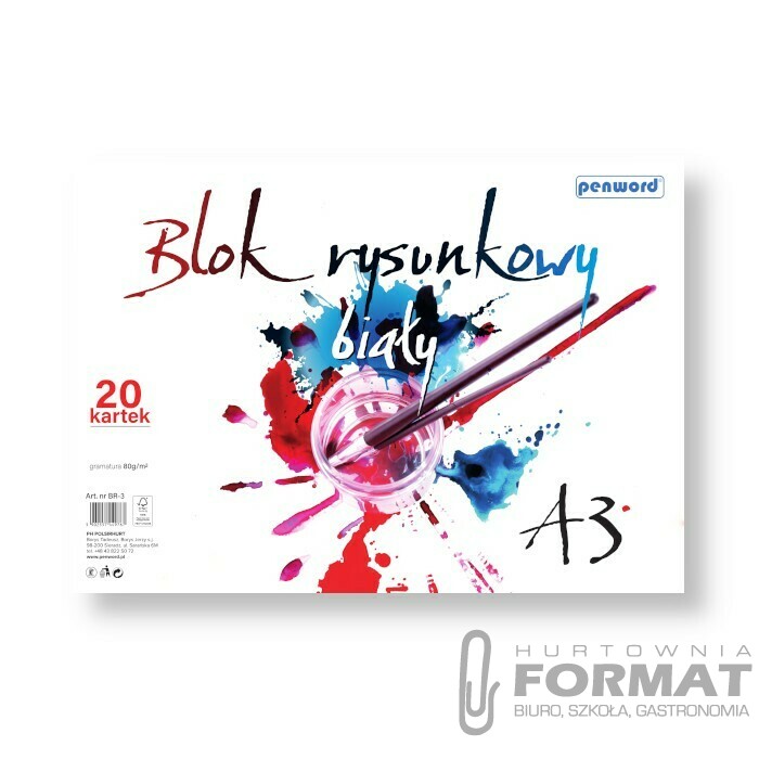 BLOK RYSUNKOWY A3 BIAŁY BR-3 80g 20 KARTEK 1