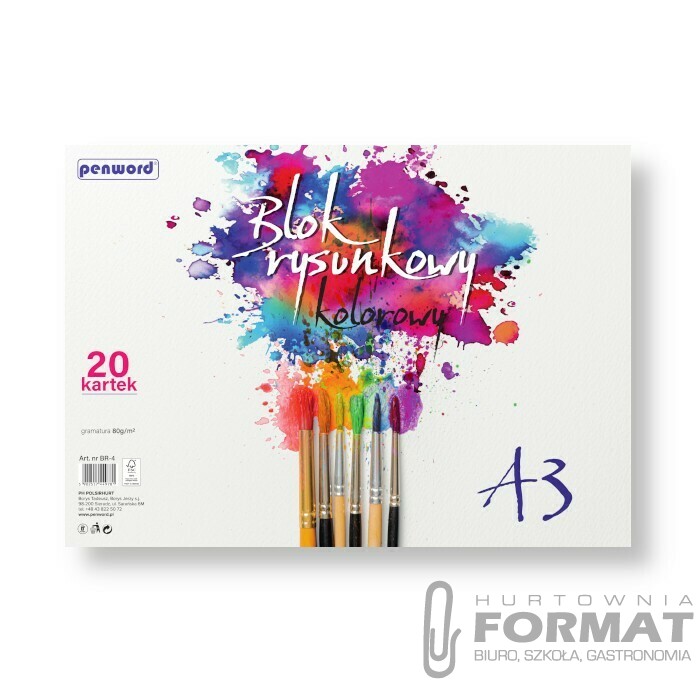 BLOK RYSUNKOWY A3 KOLOR BR-4 80g 20 KARTEK 1