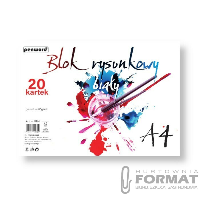 BLOK RYSUNKOWY A4 BIAŁY BR-1 80g 20 KARTEK 1