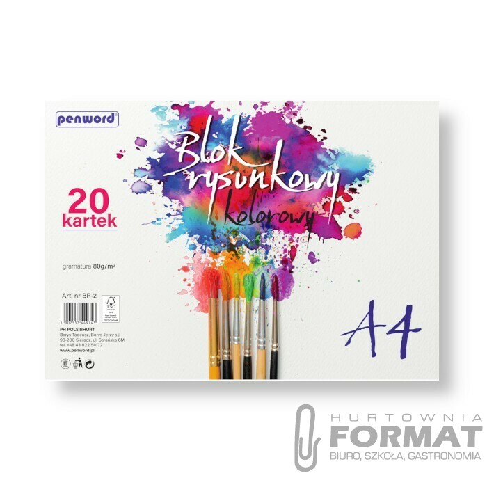BLOK RYSUNKOWY A4 KOLOR BR-2 80g 20 KARTEK 1
