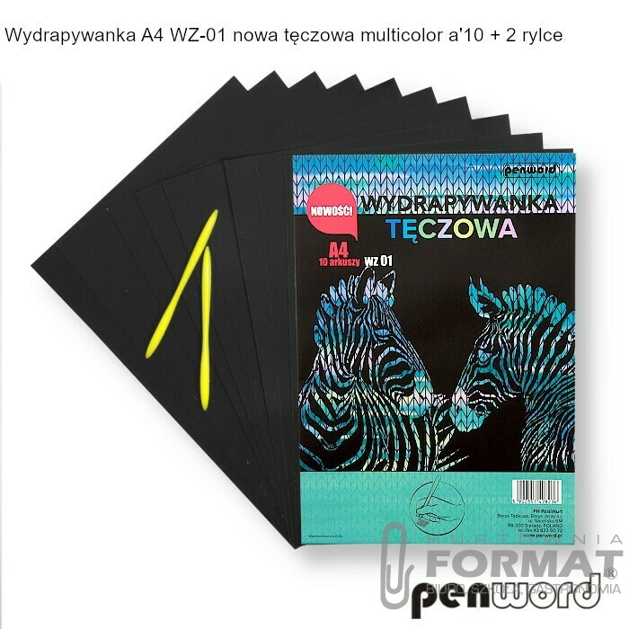 WYDRAPYWANKA A4 WZ-01 NOWA TĘCZOWA MULTICOLOR a'10 + 2rylce 1