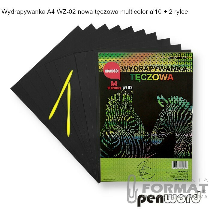 WYDRAPYWANKA A4 WZ-02 NOWA TĘCZOWA MULTICOLOR a'10 + 2rylce 1