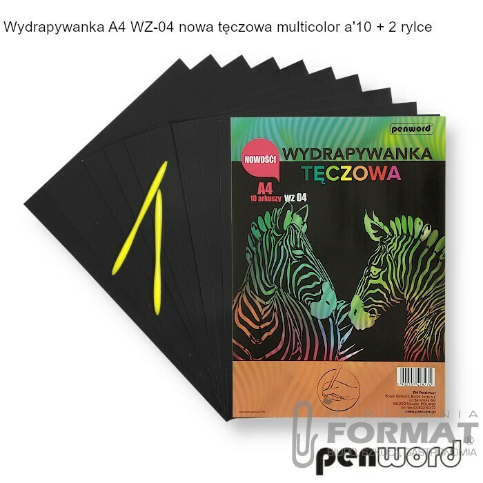 WYDRAPYWANKA A4 WZ-04 NOWA TĘCZOWA MULTICOLOR a'10 + 2rylce 1