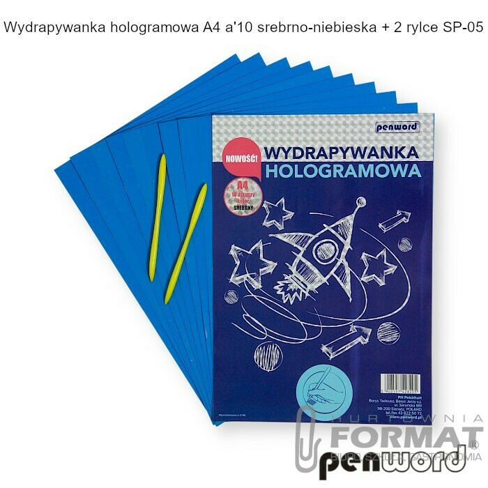 WYDRAPYWANKA HOLOGRAMOWA A4 a'10 SREBRNO-NIEBIESKA + 2rylce SP-05 1
