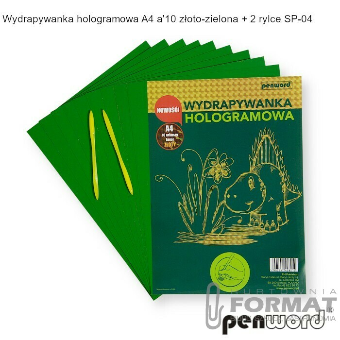 WYDRAPYWANKA HOLOGRAMOWA A4 a'10 ZŁOTO-ZIELONA +2rylce SP-04 1
