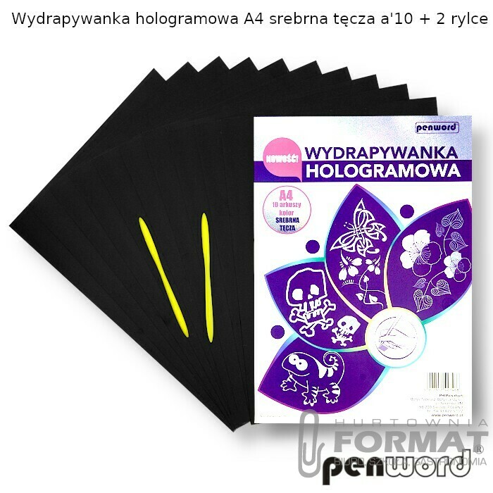 WYDRAPYWANKA HOLOGRAMOWA A4 SREBRNA TĘCZA a'10  +2rylce 1