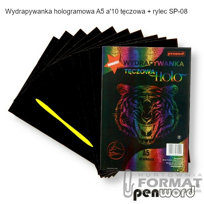 WYDRAPYWANKA HOLOGRAMOWA A5 a'10 TĘCZOWA+ rylec SP-08 1