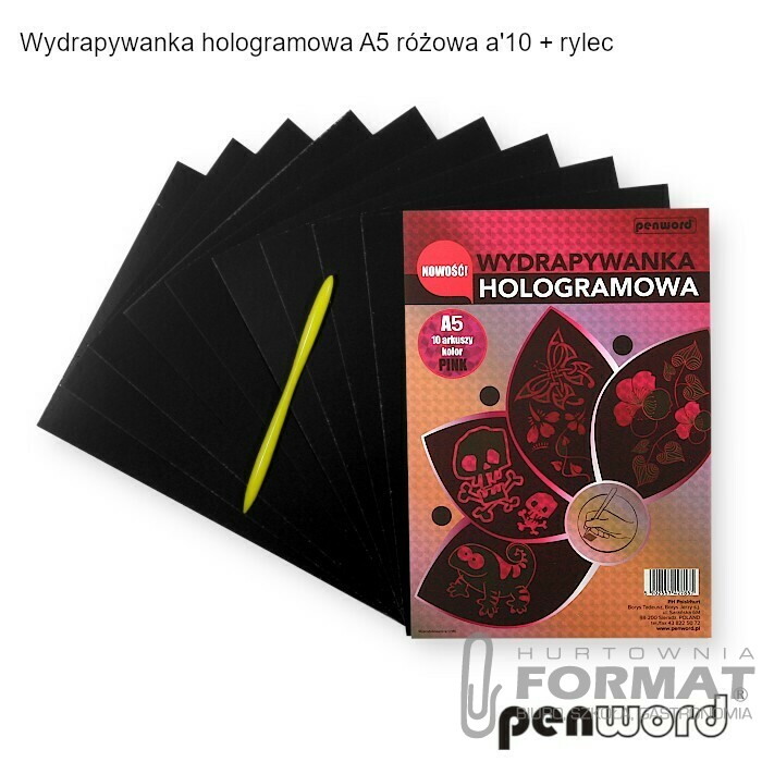 WYDRAPYWANKA HOLOGRAMOWA A5 RÓŻOWA a'10 + rylec HP-09 1