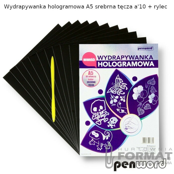 WYDRAPYWANKA HOLOGRAMOWA A5 SREBRNA TĘCZA a'10 + rylec HP-13 1