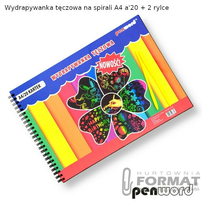 WYDRAPYWANKA TĘCZOWA NA SPIRALI A4 a'20 + 2 rylce 1
