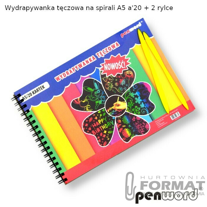 WYDRAPYWANKA TĘCZOWA NA SPIRALI A5 a'20 1