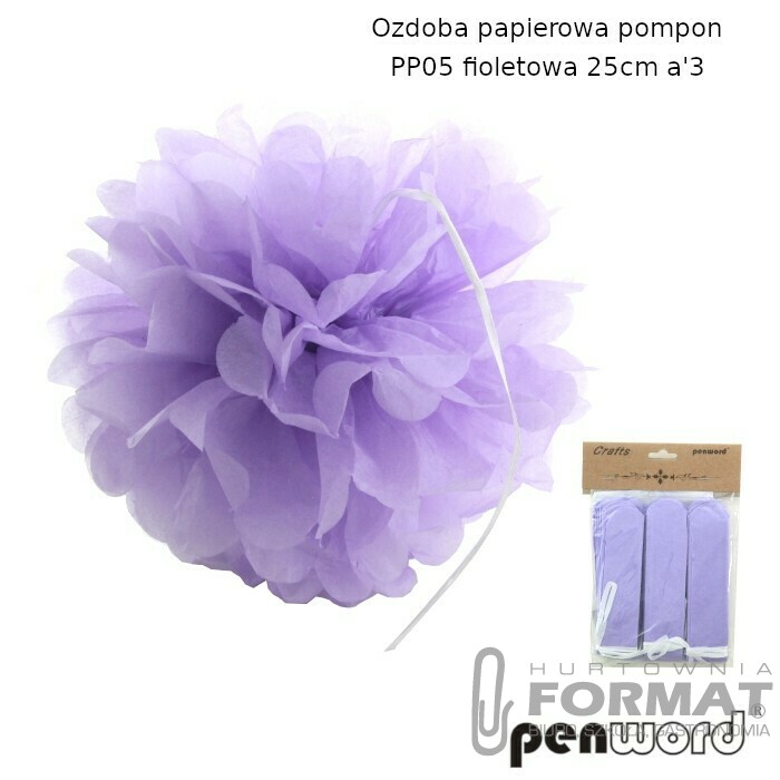OZDOBA PAPIEROWA POMPON PP05 FIOLETOWA 25cma'3 1