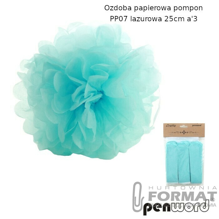 OZDOBA PAPIEROWA POMPON PP07 LAZUROWA 25cma'3 1