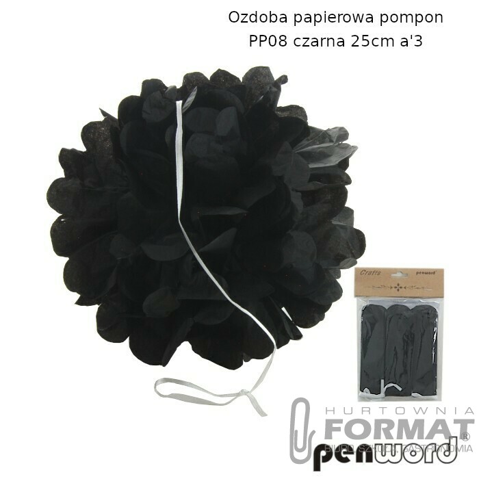 OZDOBA PAPIEROWA POMPON PP08 CZARNA 25cma'3 1