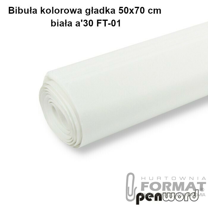 BIBUŁA KOLOROWA GŁADKA 50x70cm BIAŁA a'30 FT-01 1