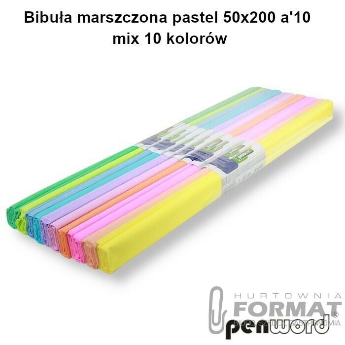 BIBUŁA MARSZCZONA PASTEL DŁUGA a'10 50x200 MIX 10 KOLORÓW 1