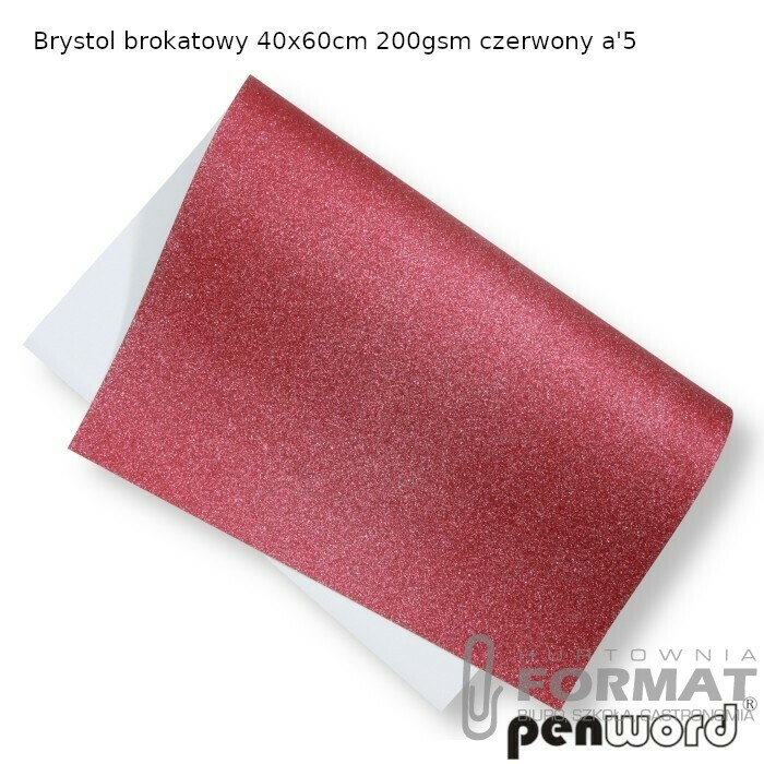 BRYSTOL BROKATOWY 40x60cm 200gsm CZERWONY a'5 1