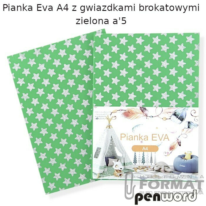 PIANKA EVA A4 Z GWIAZDKAMI BROKATOWYMI ZIELONA a'5 1