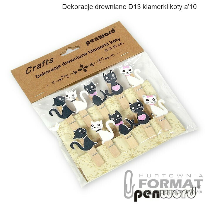 DEKORACJE DREWNIANE D13 KLAMERKI KOTY a'10 1